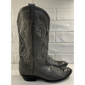 Vtg Tony Lama 8954 Kangaroo Gray Cowboy Boots Pointed Toe Men's Size 9.5 EE